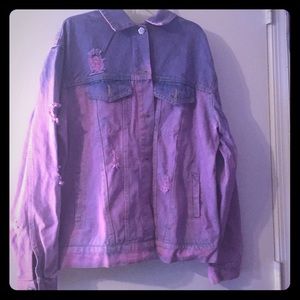 Ombré distressed denim jacket